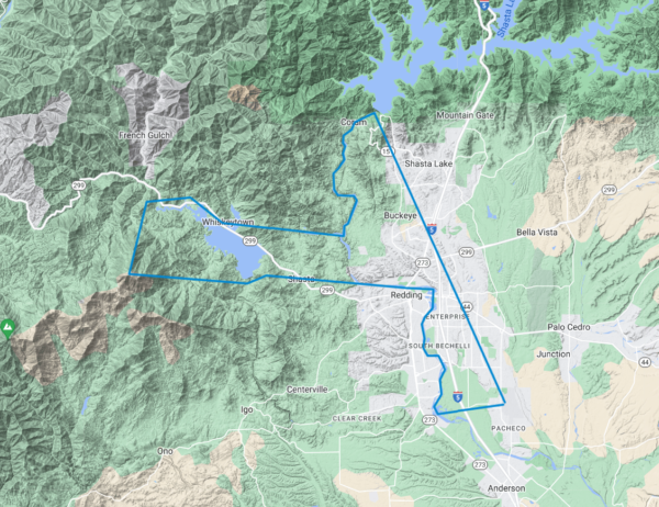 Shasta Bally Tour route